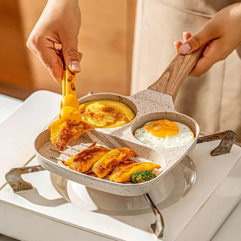 Non-Stick Beige Multi-Section Frying Pan